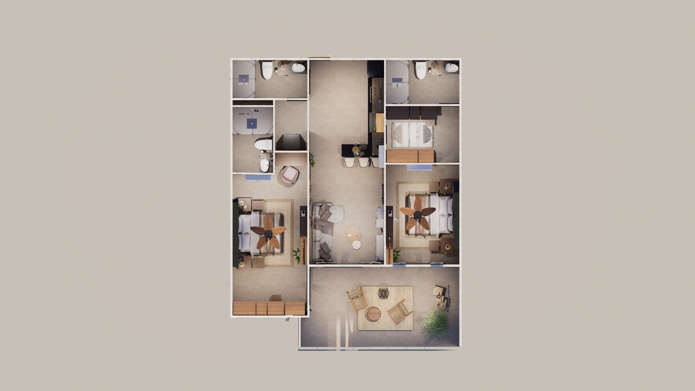 Plano Departamento esquinero · 100 m²